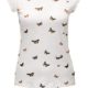 Hachiro Damen T-Shirt Kurzarmshirt Shirt Stretch Print (XS, Offwhite/AOP Butterfly)