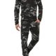 Hachiro Herren Jogginganzug Trainingsanzug 2er Set Hoodie und Sweatpants (M, Black)