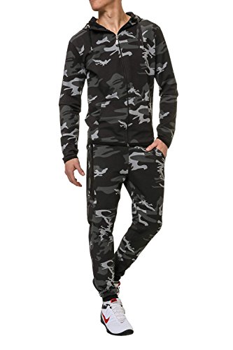 Hachiro Herren Jogginganzug Trainingsanzug 2er Set Hoodie und Sweatpants (M, Black)