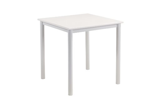 Apollo 910441 Küchentisch Anna, MDF HGL Weiß, Metallgestell Weiß lackiert, 70 x 70 cm