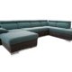 Cavadore Wohnlandschaft Xenit mit Bettfunktion verstellbaren Kopfstützen / XXL Couch mit Bett in U-Form / Ottomane und Longchair / Modernes Design / Größe: 338 x 81 x 215 cm (BxHxT) / Farbe: Türkis - Grau