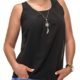 Hachiro Damen Top und Halskette 2er Set Blusentop Bluse (S, Black)