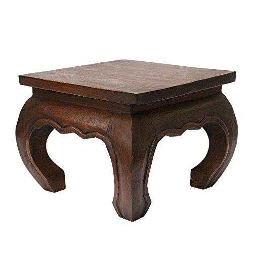 Opiumtisch Holzhocker Nachttisch Schemel 25 x 25cm Massiv Beistelltisch Hocker Holz Tisch Wohnzimmer Mahagoni