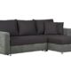 Couch mit Schlaffunktion und Bettkasten / Recamiere rechts oder links montierbar / Ecksofa in L-Form / Mit Strukturstoff in Aubergine / 233 x 146 x 69 cm (B x T x H)