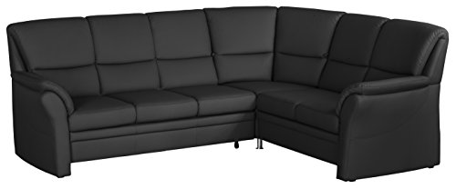 Cavadore 4342 Wohnlandschaft Klariza, 3-Sitzer mit Bett links, Spitzecke mit Relaxfunktion Plus, 2-Sitzer mit Schublade rechts, 264 x 102 x 214 cm, bison schwarz 780