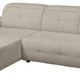 Cavadore Polsterecke Mistrel mit Longchair XL links / Eck-Couch mit verstellbaren Kopfteilen / Kopfteilverstellung / Wellenunterfederung / Maße:  273 x 77-93 x 173 cm (B x H x T) / Farbe: Grau/Weiß