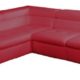 Polsterecke Astra/Ottomane mit Kopfteilverstellung-3er Bett mit Kopfteilverstellung/273x68-84x229 cm/Kunstleder Bison loud red