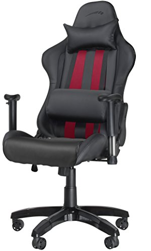 Speedlink Verstellbarer Stuhl mit Armlehnen - Regger Gaming Chair Chefsessel für Gamer (Bürostuhl höhenverstellbar - Rückenlehne einstellbar Neigungswinkel (90-165°) inklusive Liegeposition - mit Kissen und Wippmechanik) schwarz