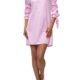 Hachiro Damen Off Shoulder Kleid Carmenbluse Longbluse (XL, Pink)