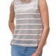 Hachiro Damen Feinstrick Top mit Rüschen (S, Grey/Pink)