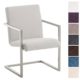 CLP Edelstahl Design Freischwinger-Stuhl JAVA Stoff-Bezug, Besucherstuhl mit Armlehne, gepolsterte Sitzfläche Weiß