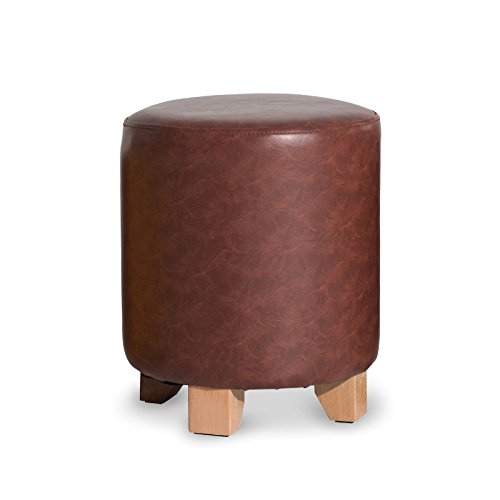 Xin-stool Einfacher Massivholz kleiner Hocker/Wohnzimmer Hocker/Leder Hocker/Kissen Hocker (Farbe : Braun, größe : 29*35CM)