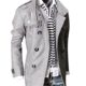 Herren Mantel Trenchcoat Winterjacke Parka Übergangsmantel Übergangsjacke Hellgrau S