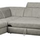 CAVADORE Ecksofa Bules mit Bett/Großes Schlafsofa mit Ottomane links/Inkl. verstellbarer Kopfteile/274 x 81 x 232 (BxHxT)/Lederoptik hellgrau