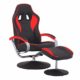 CAVADORE TV-Sessel RACER, Verstellbarer Relax Sessel mit Hocker im Rennfahrer-Design, Lederimitat Schwarz mit Apllikation Rot, Gamer-Sessel mit ergonomischer Rückenlehne, 360° drehbar, 82 x 69 x 108 cm (T x B x H)