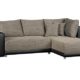 CAVADORE Wohnlandschaft L Form, mit Federkern/Sofa mit Schlaffunktion und Bettkasten/Mit Struktursstoff und Kunstleder in Grau-Schwarz/Mit Ottomane links oder rechts/232 x 164 x 69 cm (B x T x H)