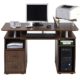 COSTWAY Computertisch Schreibtisch Bürotisch Arbeitstisch PC-Tisch mit Tastaturauszug Druckerablage Schubladen Farbwahl (Walnuss)