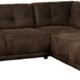 Cavadore Ecksofa "Modeo" / Sofa-Ecke mit Federkern und modernen Kontrastnähten / Hochwertiger Mikrofaser-Bezug in Wildlederoptik / Holzfüße / Maße: 261x77x214 cm (BxHxT) / Farbe: Mokka (dunkelbraun)