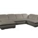 Cavadore Leder-Wohnlandschaft Claanc in Kunstleder mit großem Longchair und Bettfunktion / Hellbraunes Sofa U-Form mit ausziehbarem Bett und großer Liegefläche / Praktische Kopfteilverstellung / Maße: 345x77x220 cm (BxHxT) / Kunstleder in hellbraun