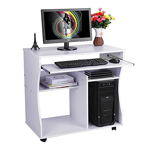 Computertisch PC Tisch Schreibtisch Arbeitstisch Bürotisch Weiß/Schwarz (weiß)