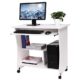 Computertisch mit Tastaturauszug, Schreibtisch auf Rolle Bürotisch aus Holz, Arbeitstisch 3 Regale, 80 x 48 x 76 PC Tisch für Arbeitzplatz zu Hause oder im Büro, Weiß