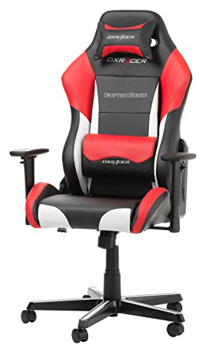 DXRacer Original Drifting D61 Gaming Stuhl für PC/PS4/XBOX ONE, ergonomischer Schreibtischstuhl aus Kunstleder, Schwarz-Weiß-Rot