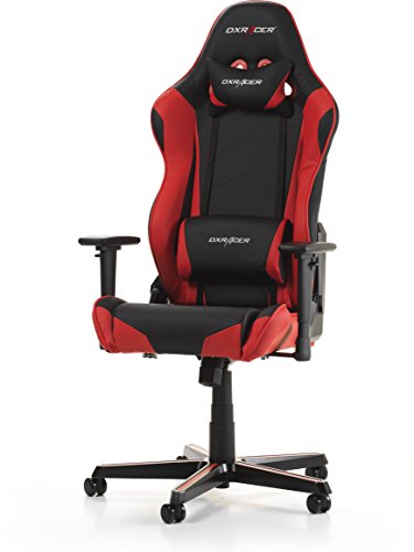 DXRacer Original Racing R0 Gaming Stuhl für PC/PS4/XBOX ONE, ergonomischer Schreibtischstuhl aus Kunstleder, Schwarz-Rot