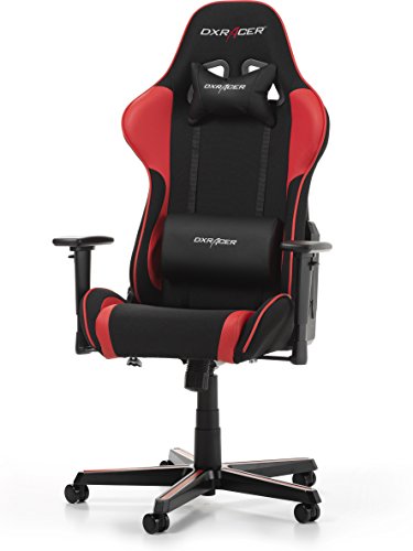 DXRacer (das Original) Formula F11 Gaming Stuhl für PC/PS4/XBOX ONE, ergonomischer Schreibtischstuhl mit Stoffbezug (atmungsaktives Mesh-Gewebe), Schwarz-Rot