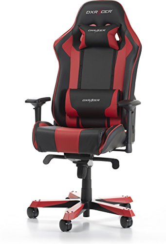 DXRacer (das Original) King K06 Gaming Stuhl für PC/PS4/XBOX ONE, ergonomischer Schreibtischstuhl aus Kunstleder, Schwarz-Rot