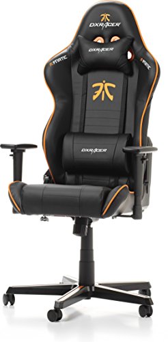 DXRacer das Original Racing R58 Gaming Stuhl Fnatic Edition für PC/PS4/XBOX ONE, ergonomischer Schreibtischstuhl aus Kunstleder, Schwarz-Orange