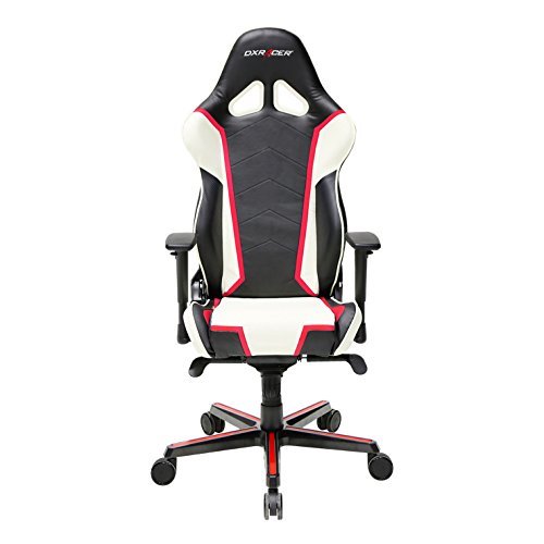 DXracer Oh/rh110/NWR – Stuhl mit gepolstertem Sitz, Rückenlehne gepolstert, schwarz, rot, weiß, schwarz, rot, weiß, schwarz, PU-Leder)