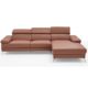 Ecksofa braun Leder Zulu Couch Vollleder Polsterecke Ottomane verstellbare Kopfstützen