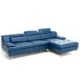 Ecksofa petrol Leder Jersey Couch Vollleder Polsterecke Ottomane verstellbare Kopfstützen