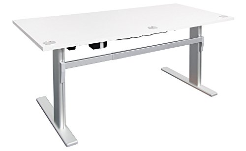 Höhenverstellbarer Schreibtisch in Weiß Ergonomisch Elektrisch B 160 cm x T 80 cm Bürotisch Arbeitstisch Workstation Arbeitszimmer (B 160 cm x T 80 cm, Weiß)