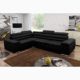 JUSTyou BARCELONA Ecksofa Polsterecke Schlafsofa Echtleder (LxT): 318x248 cm Schwarz Ottomane links