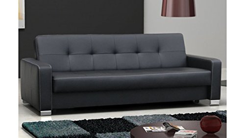 JUSTyou LEO Einzelsofa Sofa Schlafsofa Echtleder Schwarz (LxT): 227x90 cm