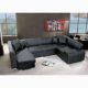 JUSTyou Vera Bis Wohnlandschaft Couchgarnitur Polsterecke Kunstleder Farbe: Schwarz (HxBxL): 72x194-155x323 cm Ottomane links