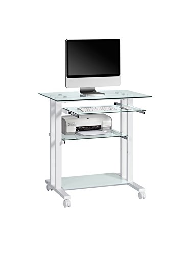 Maja 16509799 Computertisch, 800 x 837 x 510 mm, Metall weiß/Glas