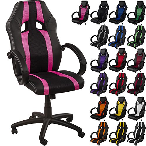 Maxstore RACEMASTER® Racing Bürostuhl GS Series Stripes Gaming Chair Gamer Stuhl in 20 Varianten Drehstuhl Gaslift SGS Geprüft Schreibtischstuhl Wippmechanik Pink