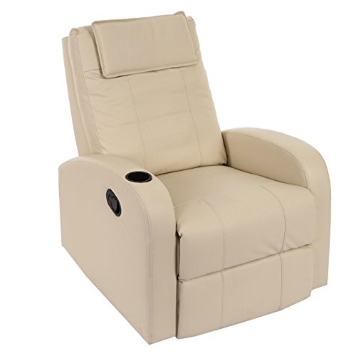 Mendler Fernsehsessel Durham, TV Sessel Relaxsessel Liegesessel, Kunstleder ~ Creme