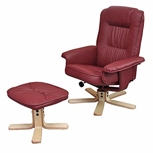 Mendler Relaxsessel Fernsehsessel Sessel mit Hocker M56 Kunstleder ~ bordeaux