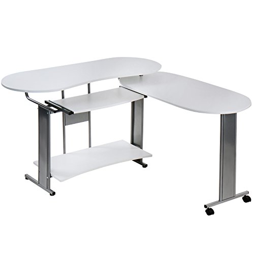 Miadomodo Schreibtisch mit Rollen Computertisch Bürotisch Farbwahl - Maße ausgeklappt (L/B/H): ca. 120/130/81 cm