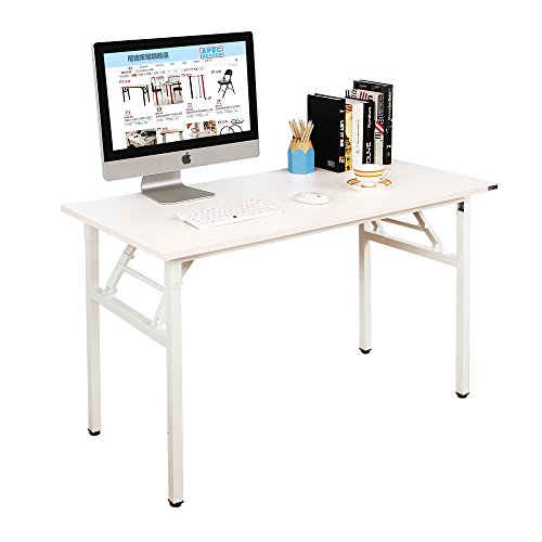 Need Schreibtische 120x60cm Klapptisch Computertisch Workstations Bürotisch Arbeitstisch tragbarer Klapptisch für Picknick/Garten/Strand/Camping/Büro, Weiß AC5DW