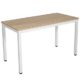 SONGMICS Schreibtisch großer Computertisch PC-Tisch für PC Bürotisch Esstisch Arbeitstisch für Home Office Arbeitsfläche verstellbare Bodengleiter modern 120 x 76 x 60 cm (B x H x T) holzfarben + weiß LWD64N