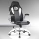 UEnjoy Gaming Stuhl Racing Stuhl Leder Bürostuhl Chefsessel Schreibtischstuhl mit Armlehnen & Höhenverstellung & Wippfunktion & Kopfkissen Schwarz/Weiß