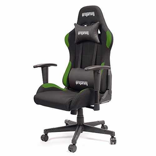 iprotect Gaming-Stuhl – Schreibtisch- und Bürostuhl für Gamer mit Stoffbezug in Schwarz-Grün