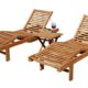 2x Hochwertige TEAK Sonnenliege Gartenliege Strandliege Liegestuhl Holzliege Holz geölt sehr robust Modell: COZY+ 1x Beistelltisch 45x45cm von AS-S
