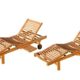 ASS 2X Echt Teak Sonnenliege Gartenliege Strandliege Holzliege Holz vielfach Verstellbar mit Tischablage Sehr Robust Modell: 2xJAV-Cozy von