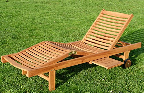 ASS Hochwertige TEAK Sonnenliege Gartenliege Strandliege Liegestuhl Holzliege Holz sehr robust Modell: COZY von