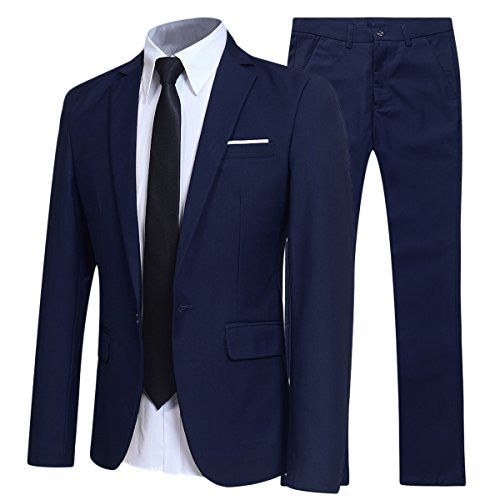 Allthemen Herren 2-Teilig Slim Fit Business Anzug Marineblau X-Large